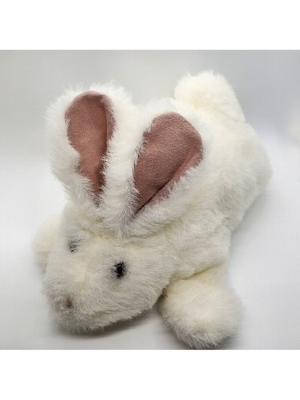 Vintage Mary Johnson 1981 White fluffy bunny hand puppet